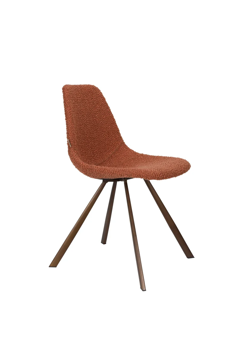 Dutchbone Stuhl Franky Bouclé Terra – Braun, 56 × 46 × 83 cm, 2er-Set
