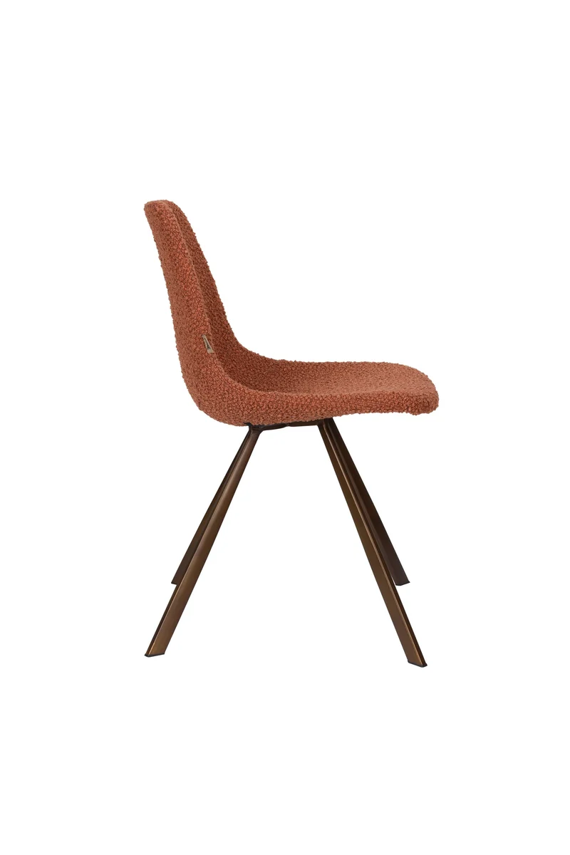 Dutchbone Stuhl Franky Bouclé Terra – Braun, 56 × 46 × 83 cm, 2er-Set