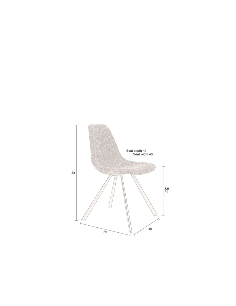 Dutchbone Stuhl Franky Bouclé Terra – Braun, 56 × 46 × 83 cm, 2er-Set