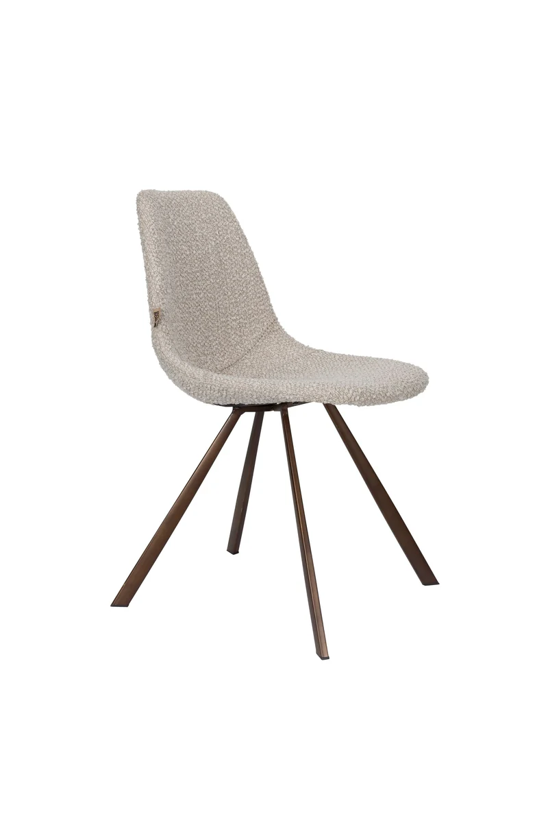 Dutchbone Stuhl Franky Bouclé – Beige, 56 × 46 × 83 cm, 2er-Set
