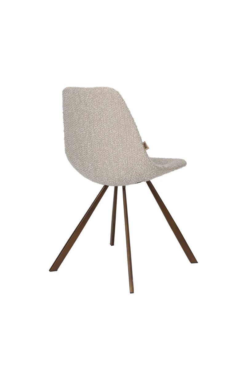 Dutchbone Stuhl Franky Bouclé – Beige, 56 × 46 × 83 cm, 2er-Set