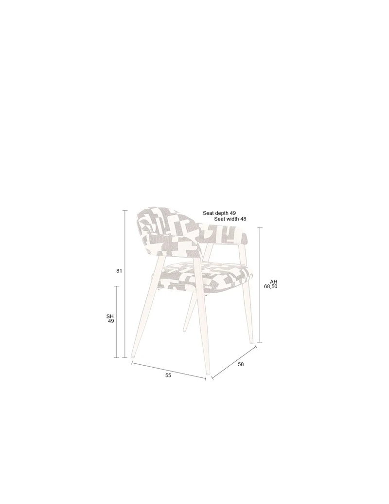 Dutchbone Stuhl Miyo – Schwarz, Stahl, 58 × 55 × 81 cm, 2er-Set