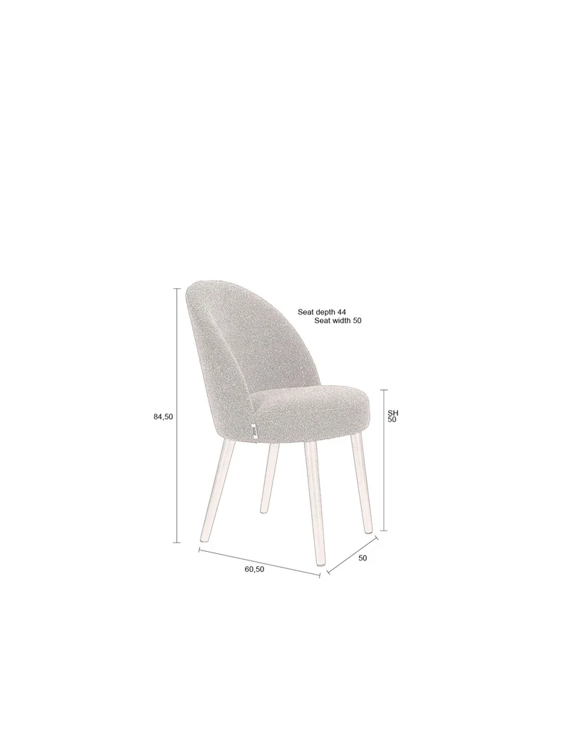 Dutchbone Stuhl Barbara Boucle – Beige, 60,5 × 50 × 84,5 cm, 2er-Set