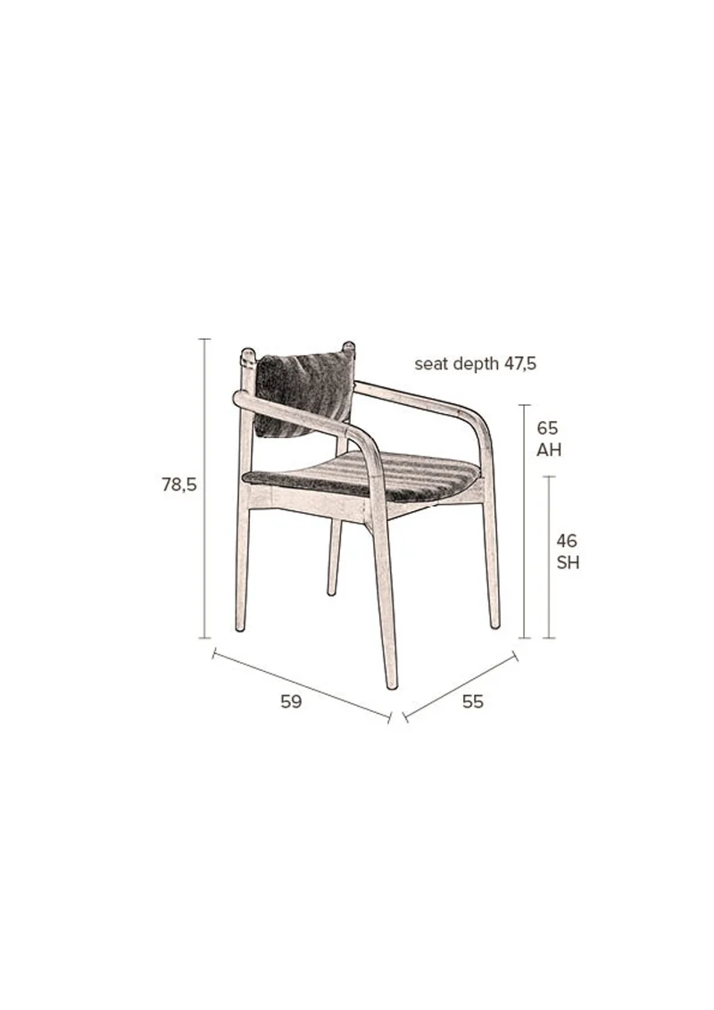 Dutchbone Sessel Torrance – Braun, Stoff, 59 × 55 × 78,5 cm