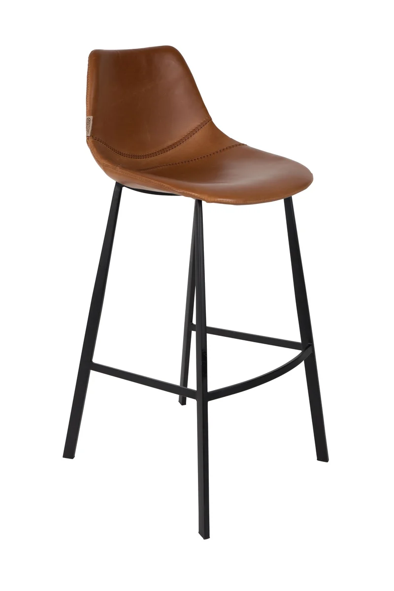 Dutchbone Barhocker Franky – Braun, PU-Kunstleder, 54 × 50 × 106 cm, 2er-Set