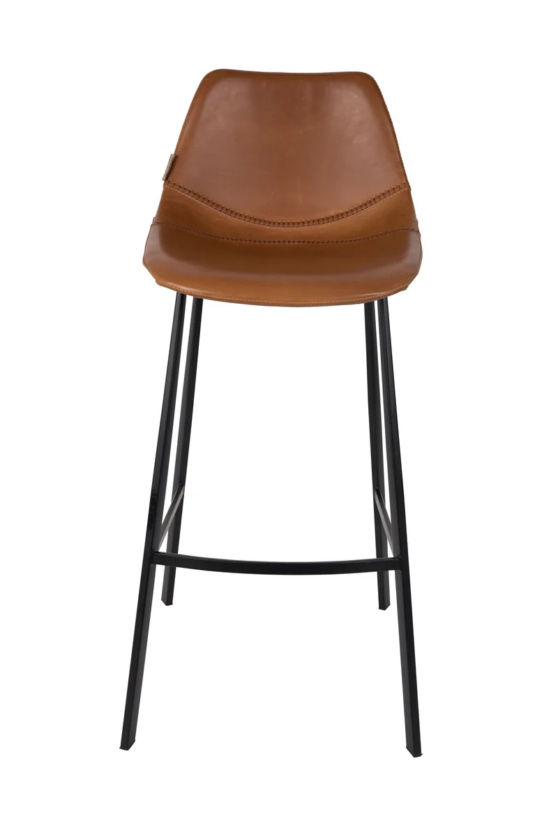 Dutchbone Barhocker Franky – Braun, PU-Kunstleder, 54 × 50 × 106 cm, 2er-Set