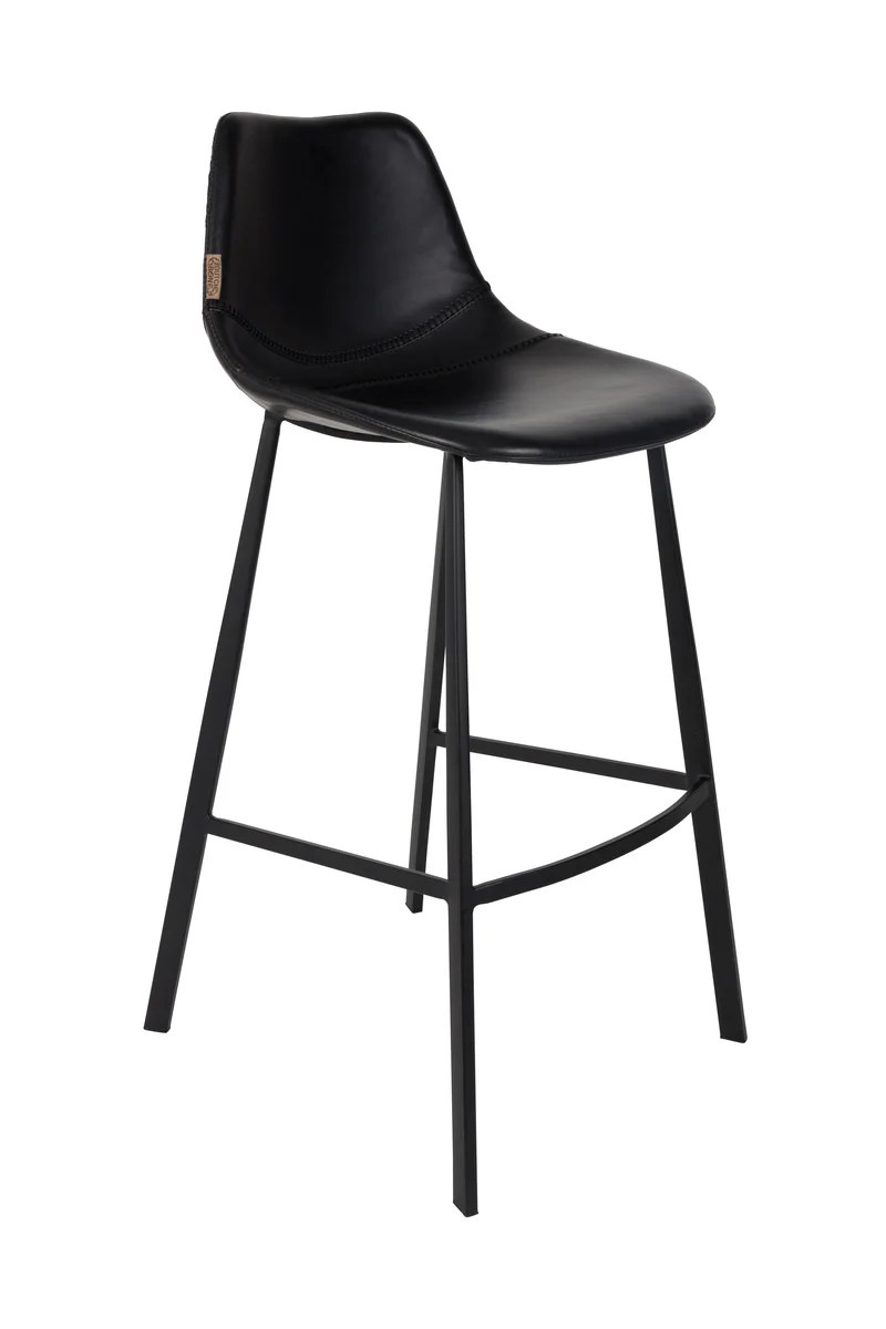 Dutchbone Barhocker Franky – Schwarz, PU-Kunstleder, 54 × 50 × 106 cm, 2er-Set