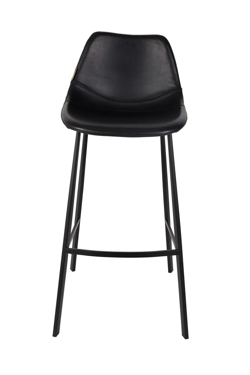 Dutchbone Barhocker Franky – Schwarz, PU-Kunstleder, 54 × 50 × 106 cm, 2er-Set
