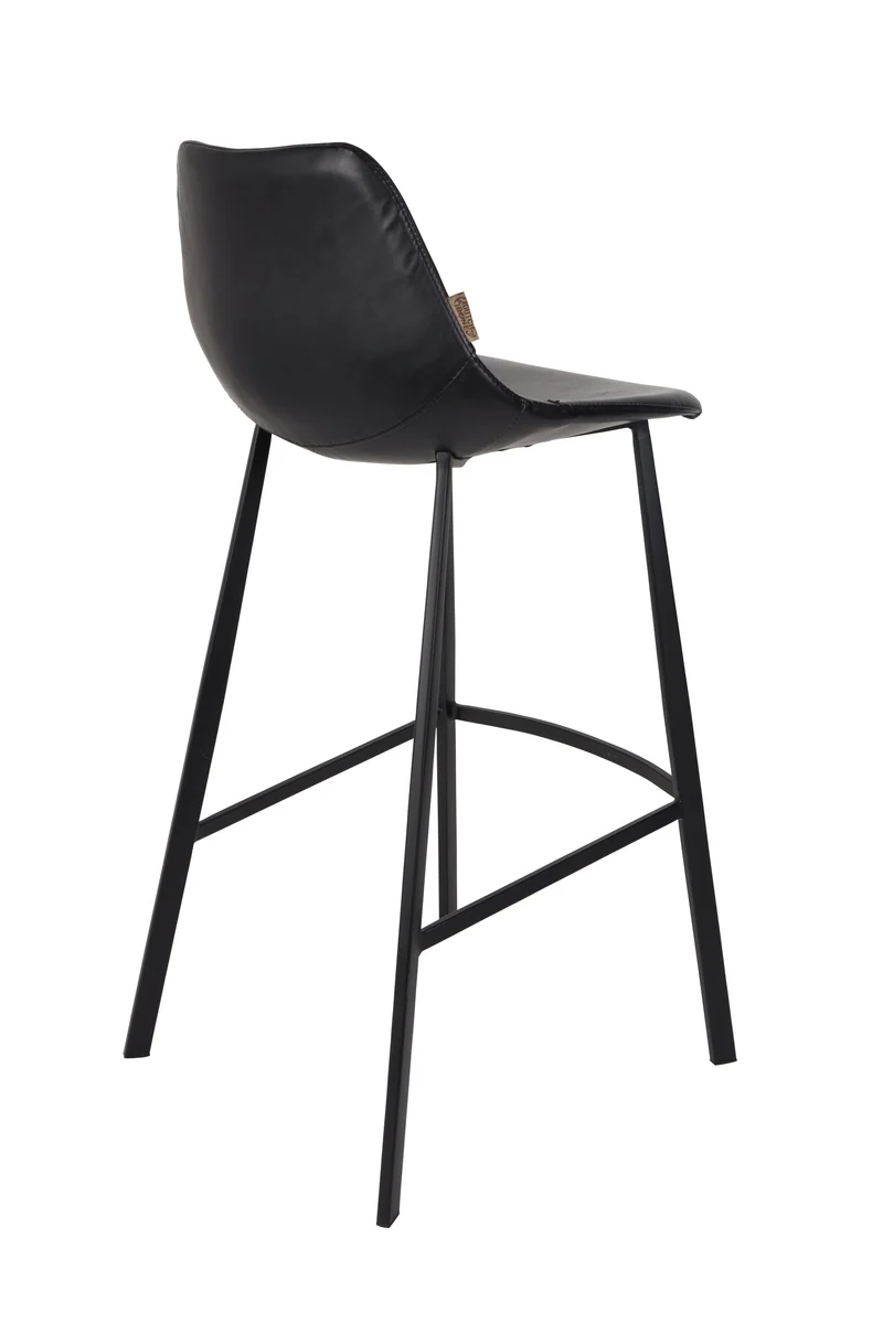 Dutchbone Barhocker Franky – Schwarz, PU-Kunstleder, 54 × 50 × 106 cm, 2er-Set