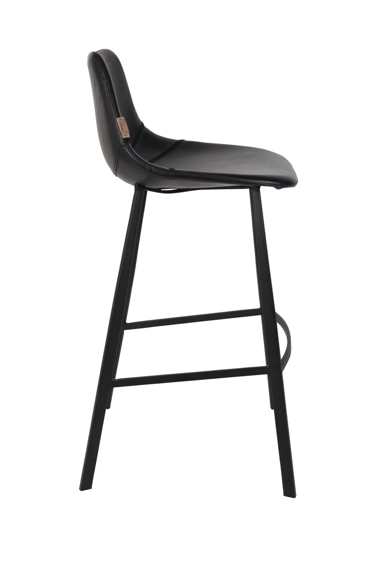 Dutchbone Barhocker Franky – Schwarz, PU-Kunstleder, 54 × 50 × 106 cm, 2er-Set