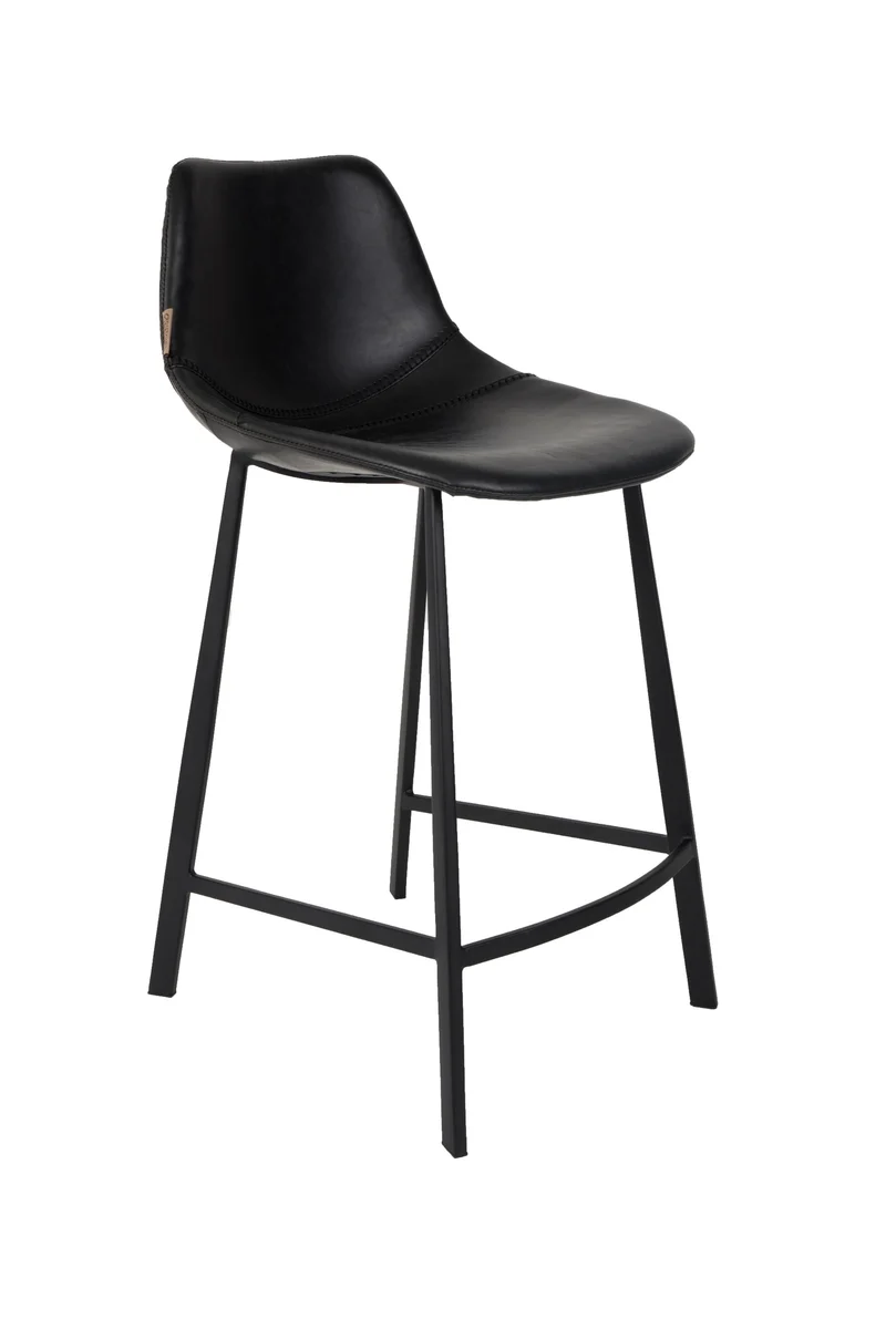 Dutchbone Tresenhocker Franky – Schwarz, PU-Kunstleder, 52 × 45 × 91 cm, 2er-Set