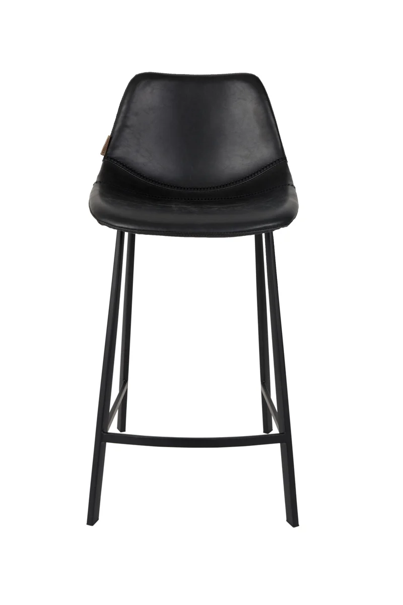 Dutchbone Tresenhocker Franky – Schwarz, PU-Kunstleder, 52 × 45 × 91 cm, 2er-Set
