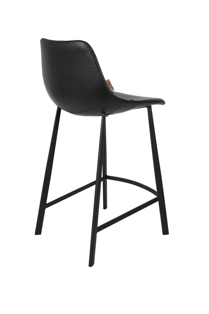 Dutchbone Tresenhocker Franky – Schwarz, PU-Kunstleder, 52 × 45 × 91 cm, 2er-Set