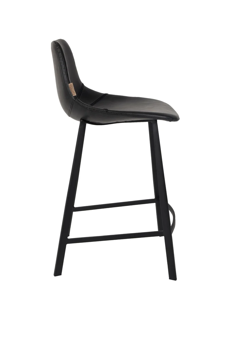 Dutchbone Tresenhocker Franky – Schwarz, PU-Kunstleder, 52 × 45 × 91 cm, 2er-Set