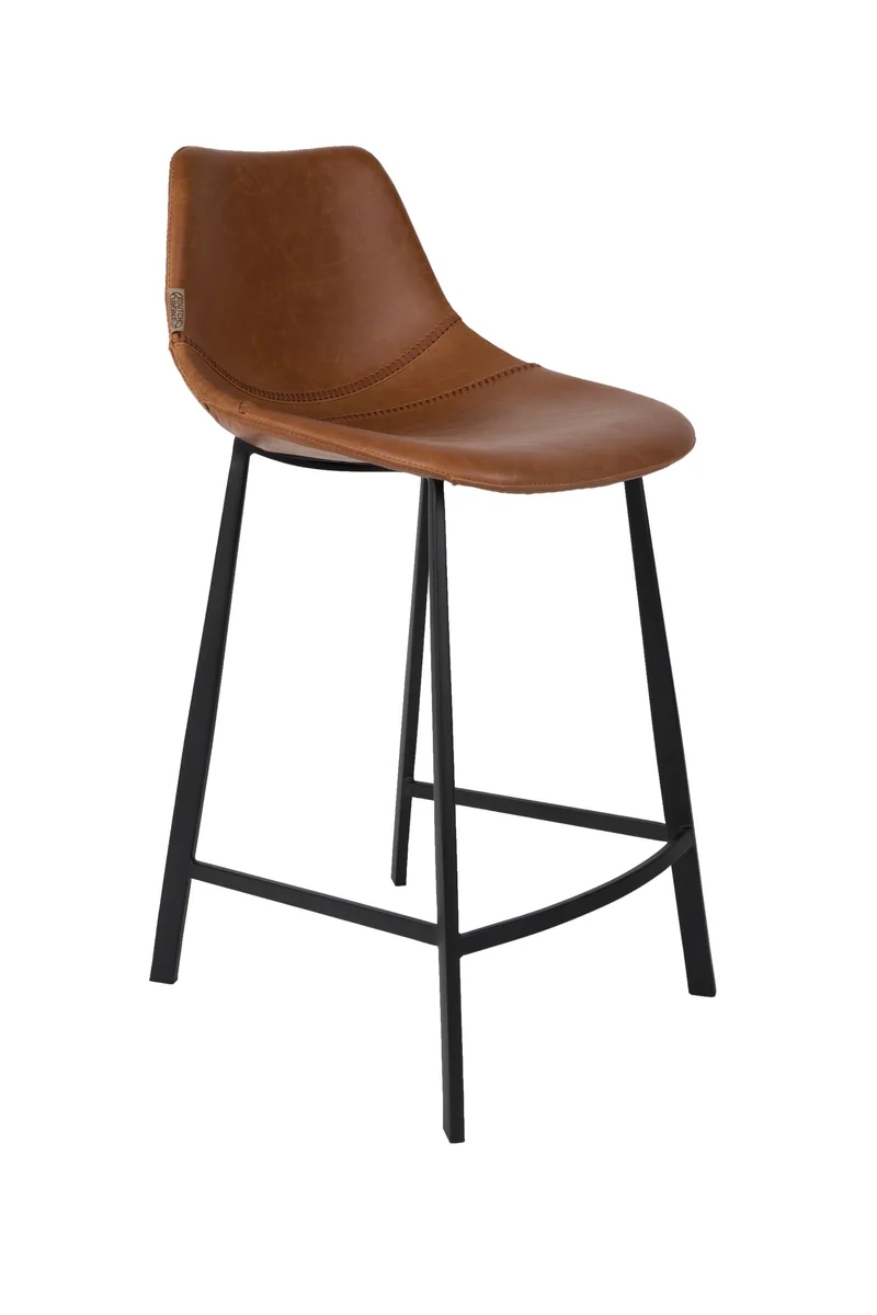 Dutchbone Tresenhocker Franky – Braun, PU-Kunstleder, 52 × 45 × 91 cm, 2er-Set