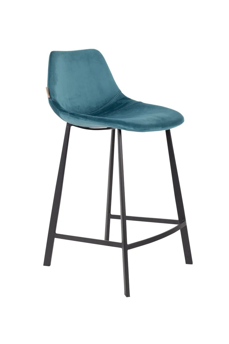 Dutchbone Tresenhocker Franky Velvet – Petrol, Stoff, 52 × 45 × 91 cm, 2er-Set