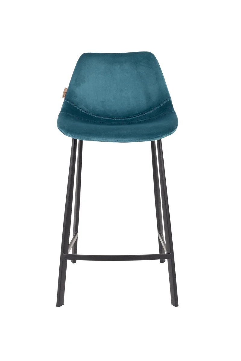 Dutchbone Tresenhocker Franky Velvet – Petrol, Stoff, 52 × 45 × 91 cm, 2er-Set