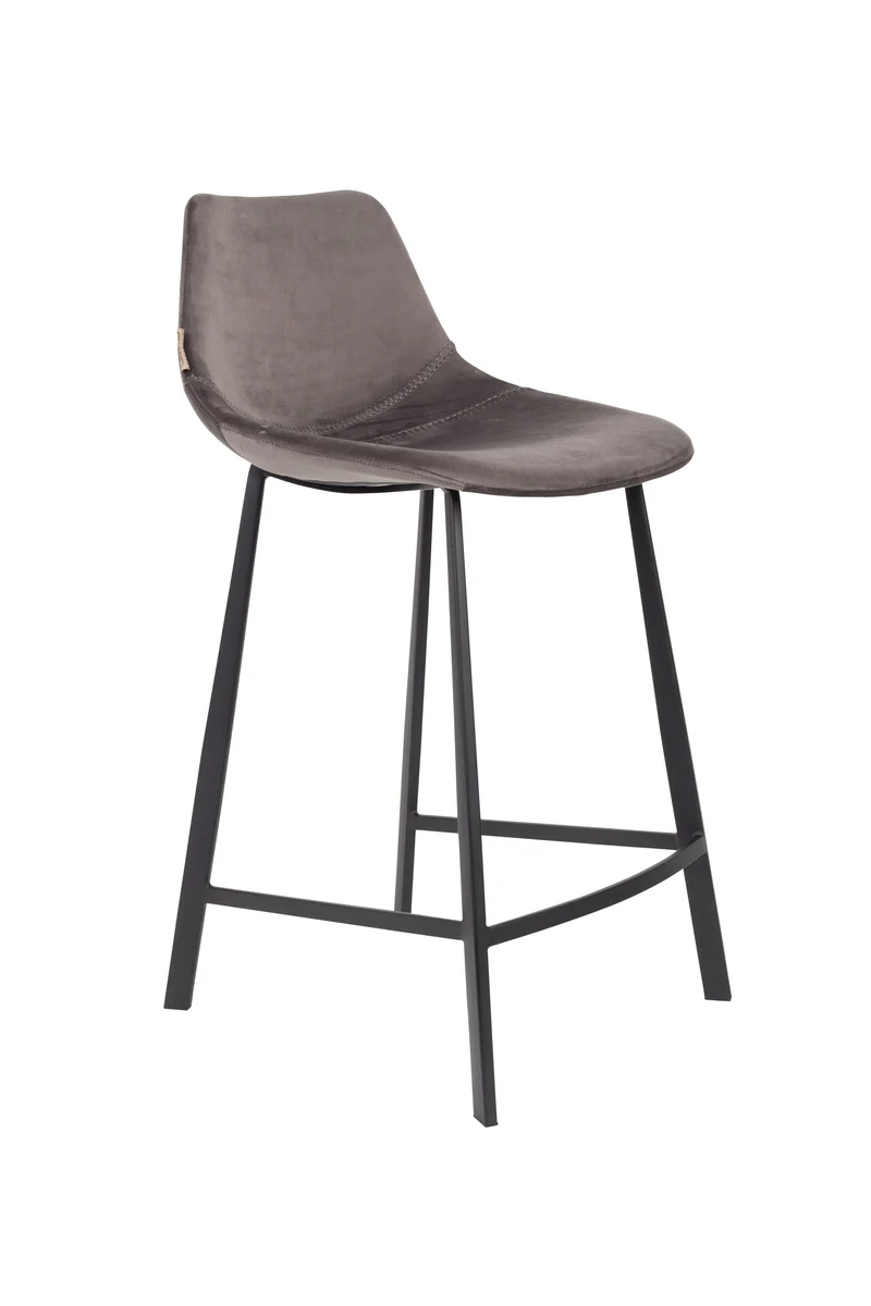 Dutchbone Tresenhocker Franky Velvet – Grau, Stoff, 52 × 45 × 91 cm, 2er-Set