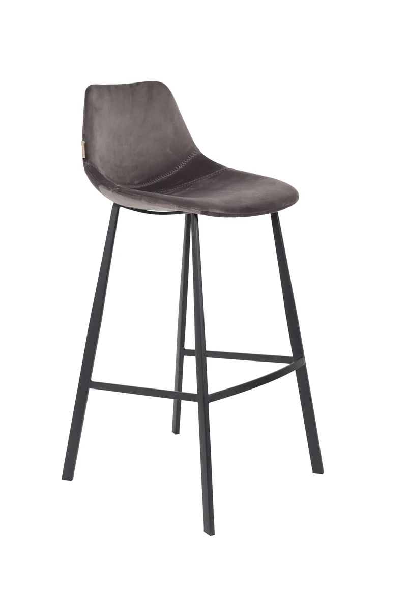 Dutchbone Barhocker Franky Velvet – Grau, Stoff, 54 × 50 × 106 cm, 2er-Set