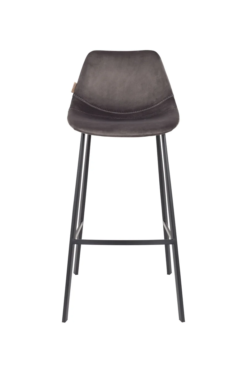 Dutchbone Barhocker Franky Velvet – Grau, Stoff, 54 × 50 × 106 cm, 2er-Set