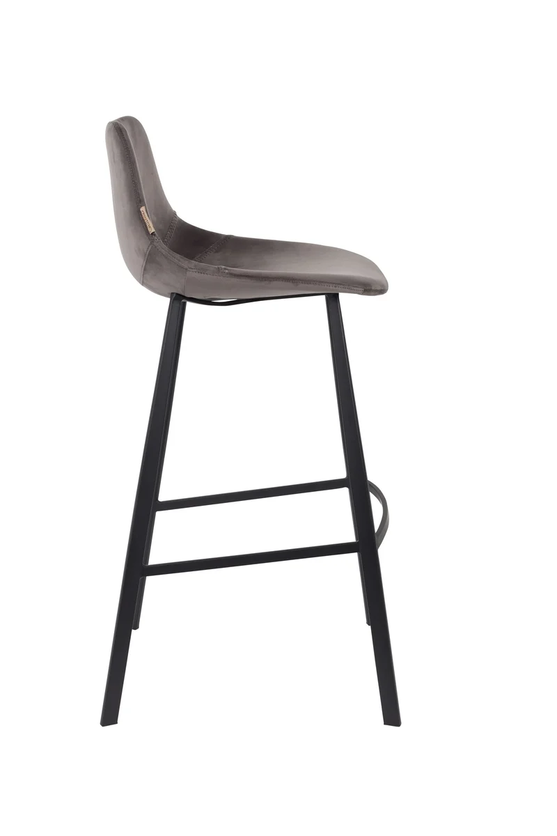 Dutchbone Barhocker Franky Velvet – Grau, Stoff, 54 × 50 × 106 cm, 2er-Set
