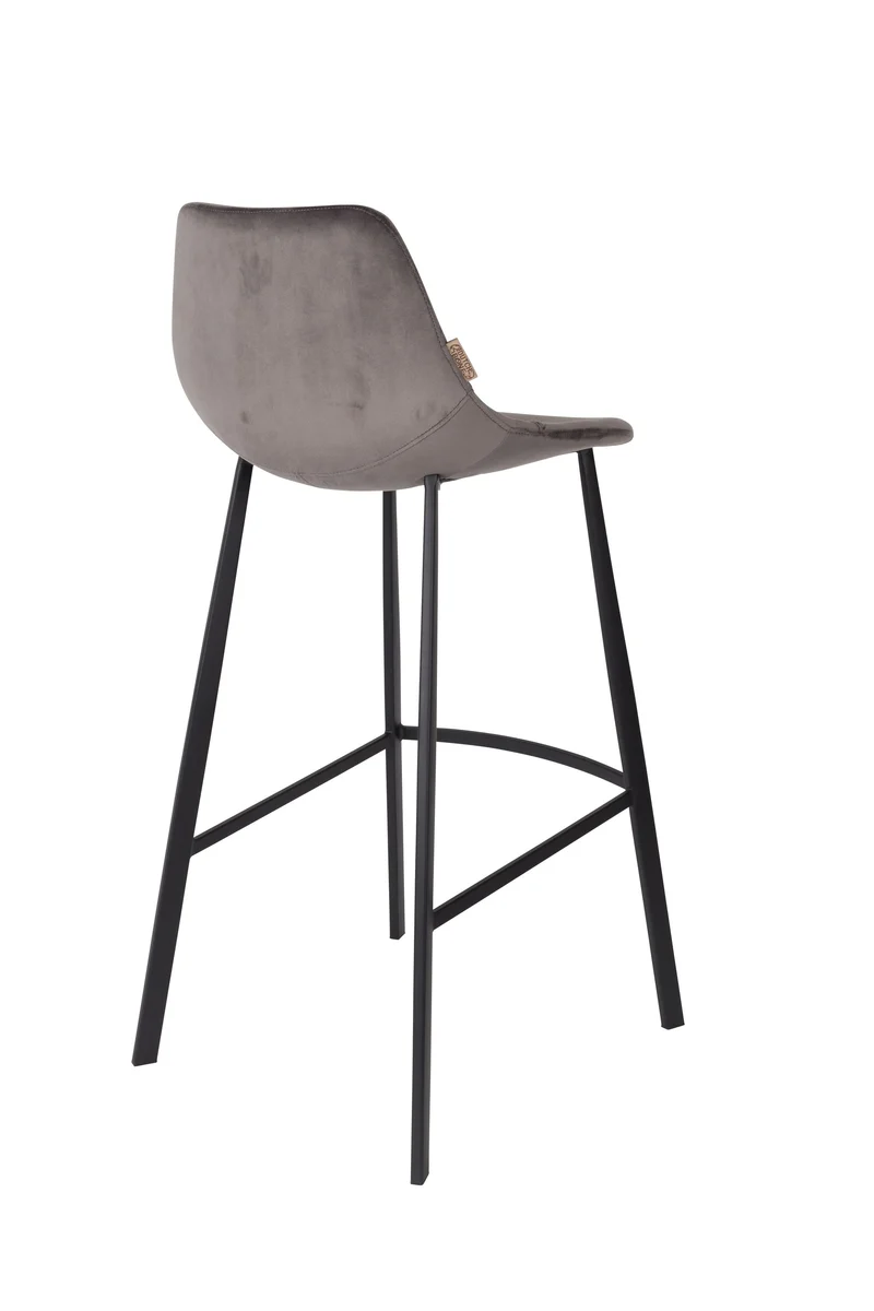 Dutchbone Barhocker Franky Velvet – Grau, Stoff, 54 × 50 × 106 cm, 2er-Set