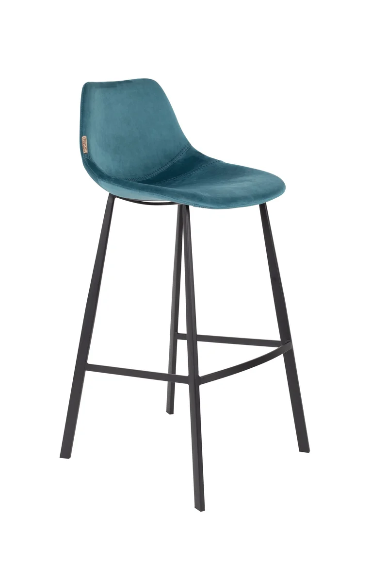 Dutchbone Barhocker Franky Velvet – Petrol, Stoff, 54 × 50 × 106 cm, 2er-Set
