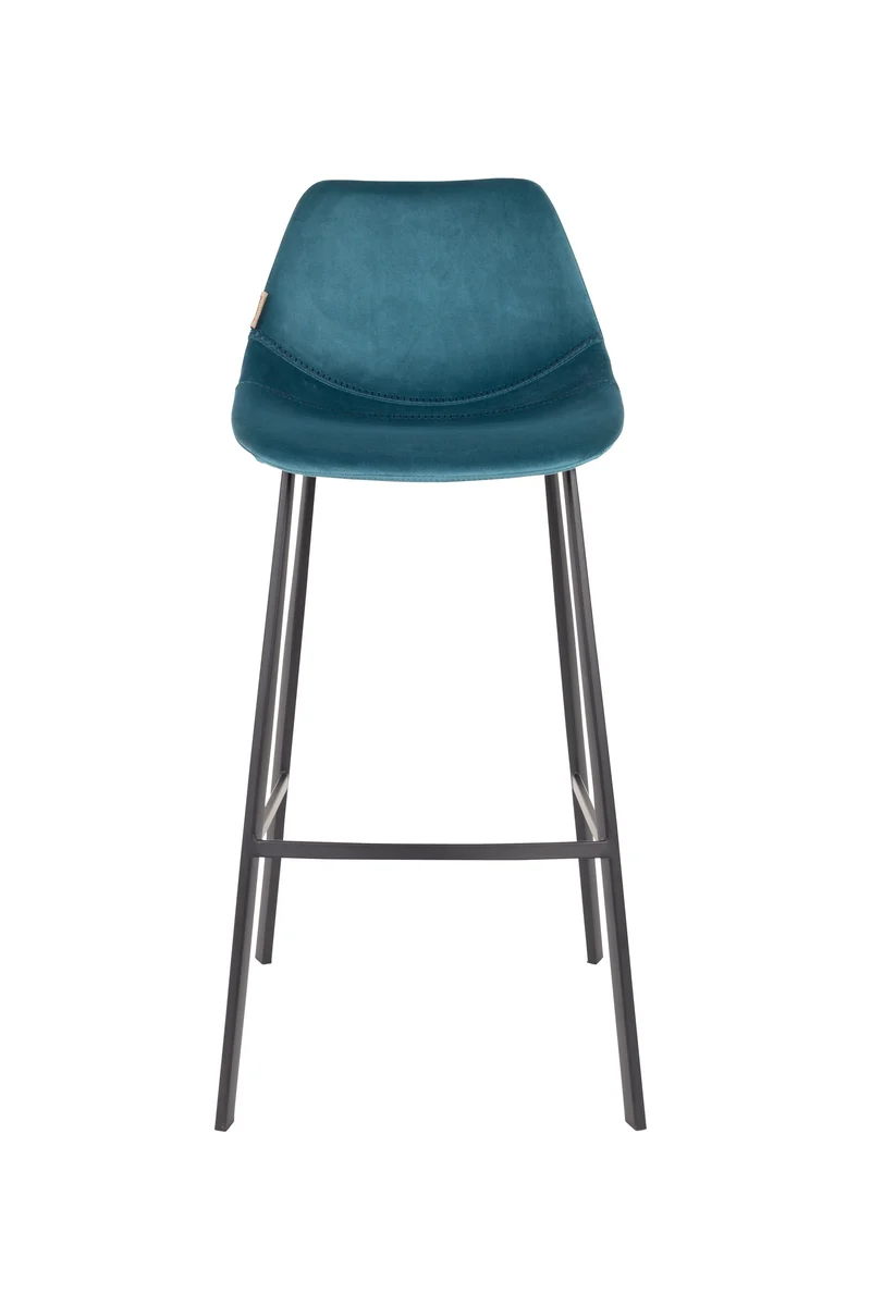 Dutchbone Barhocker Franky Velvet – Petrol, Stoff, 54 × 50 × 106 cm, 2er-Set