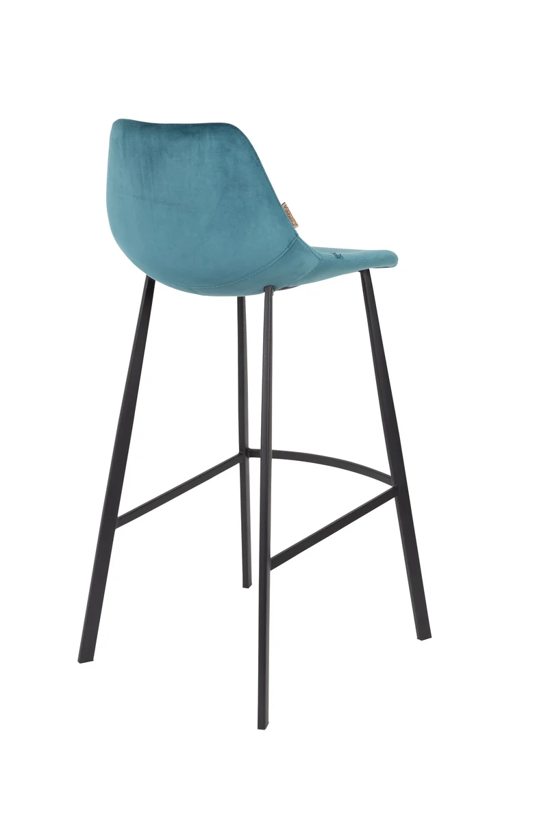 Dutchbone Barhocker Franky Velvet – Petrol, Stoff, 54 × 50 × 106 cm, 2er-Set