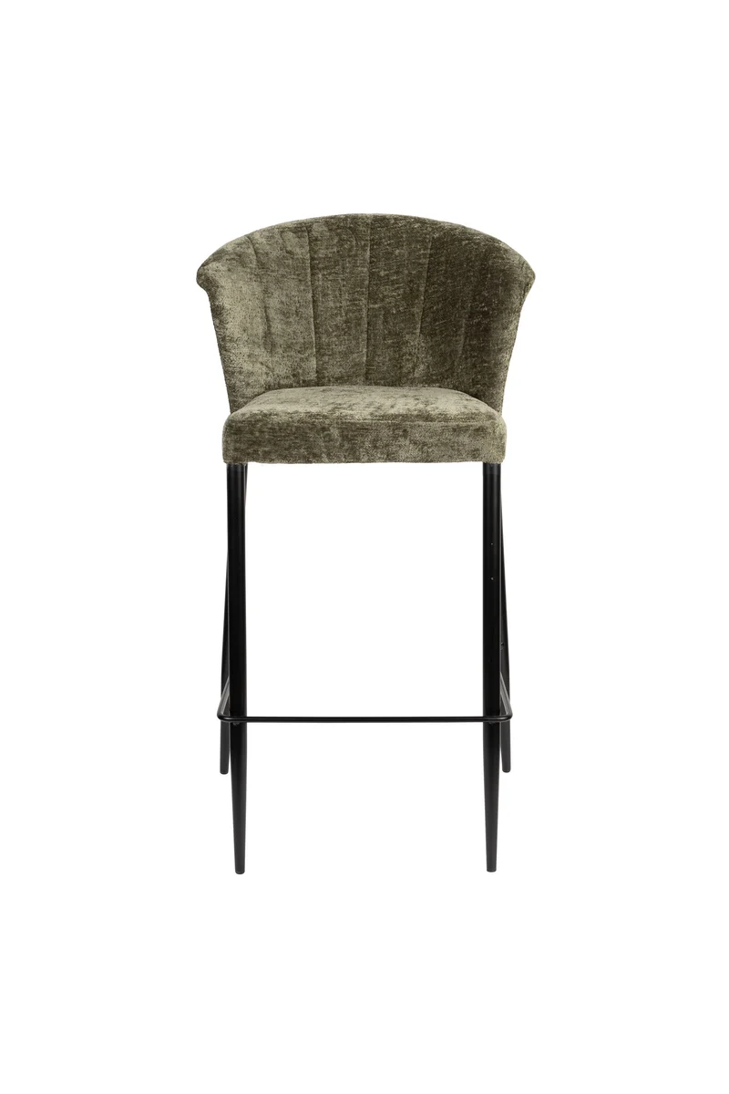 Dutchbone Tresenstuhl Georgia – Grün, Massives Birkenholz, 56 × 54 × 101 cm, 2er-Set