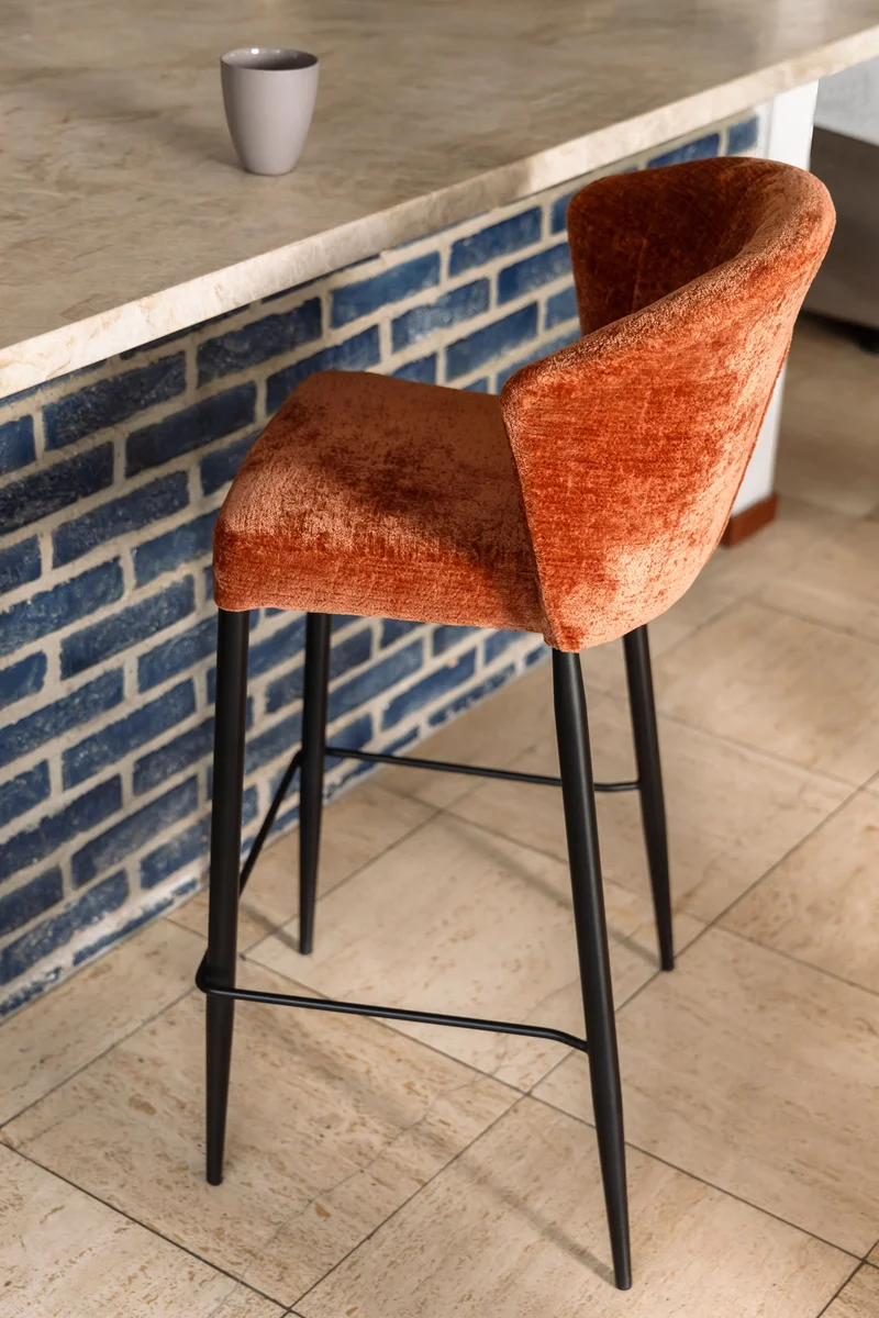 Dutchbone Tresenstuhl Georgia Terra – Schwarz, Massives Birkenholz, 56 × 54 × 101 cm, 2er-Set