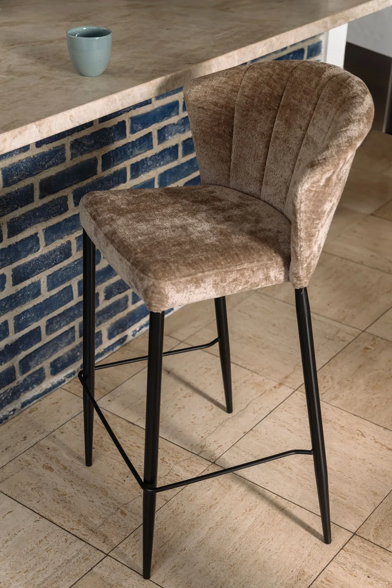 Dutchbone Tresenstuhl Georgia – Beige, Massives Birkenholz, 56 × 54 × 101 cm, 2er-Set