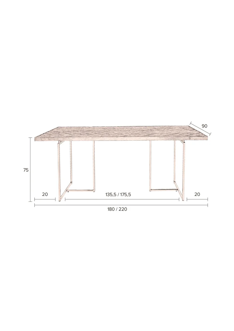 Dutchbone Esstisch Class 220 × 90 cm – Schwarz, Akazienfurnier