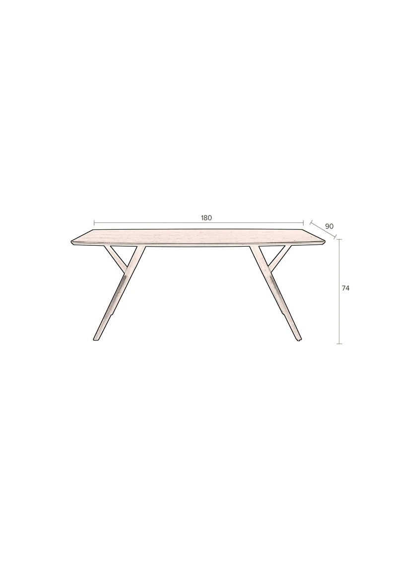 Dutchbone Esstisch Malaya – Braun, Holz, 180 × 90 × 74 cm