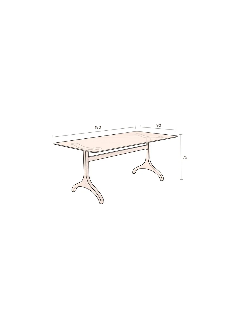 Dutchbone Esstisch Sansa 180 × 90 cm – Gold, Glas
