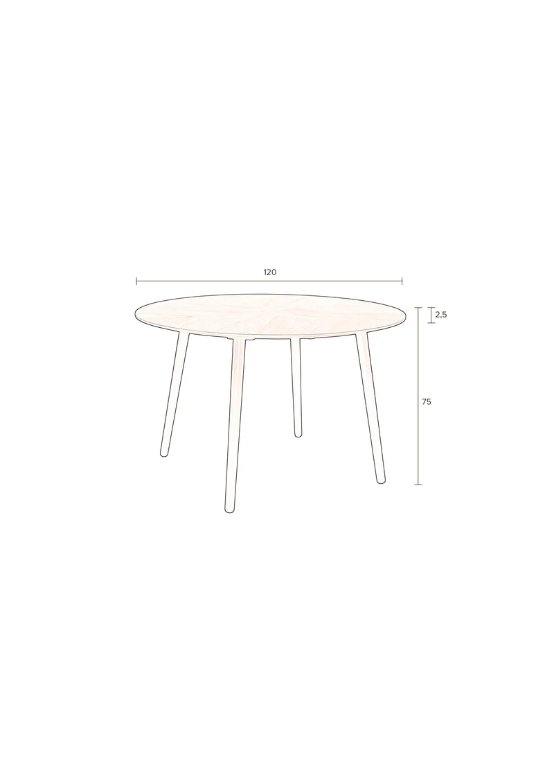 Dutchbone Esstisch Clover 120' – Braun, Holz, 120 × 120 × 75 cm