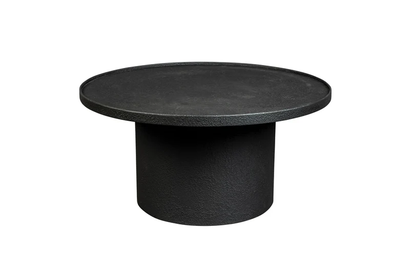 Dutchbone Couchtisch Winston Round – Schwarz, Sperrholz, 70 × 70 × 35,5 cm