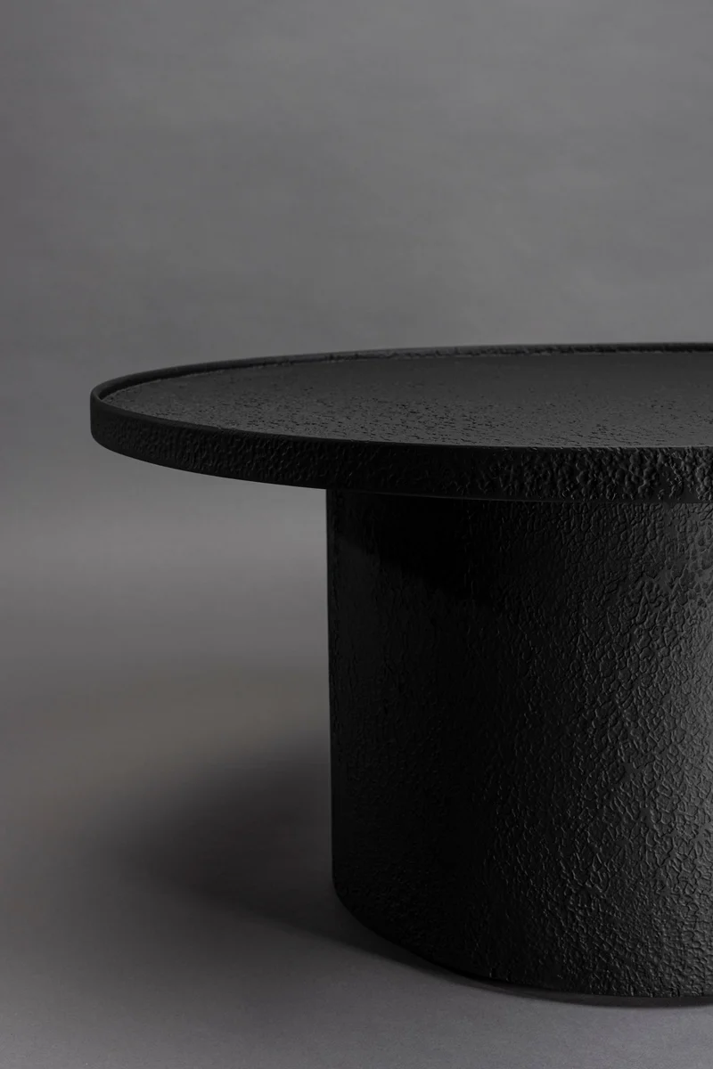 Dutchbone Couchtisch Winston Round – Schwarz, Sperrholz, 70 × 70 × 35,5 cm