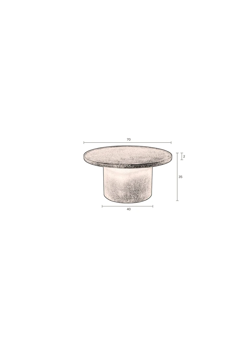 Dutchbone Couchtisch Winston Round – Schwarz, Sperrholz, 70 × 70 × 35,5 cm