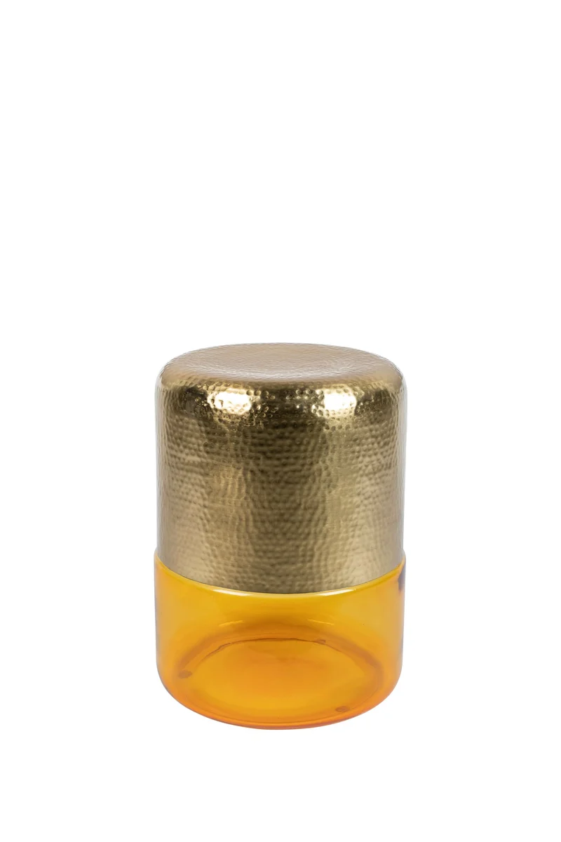 Dutchbone Beistelltisch Cave Amber – Gelb, Eisen, 35 × 35 × 45 cm
