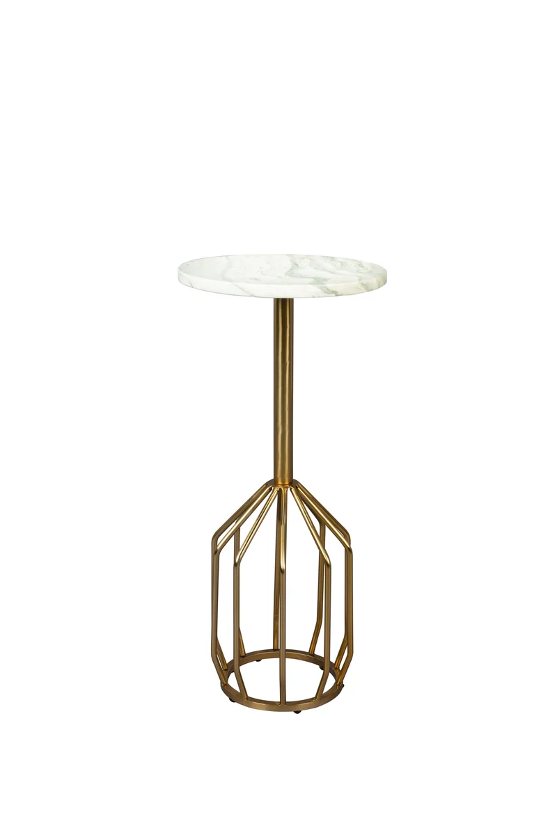 Dutchbone Beistelltisch Salerno M – Gold, Marmor, 25 × 25 × 56 cm