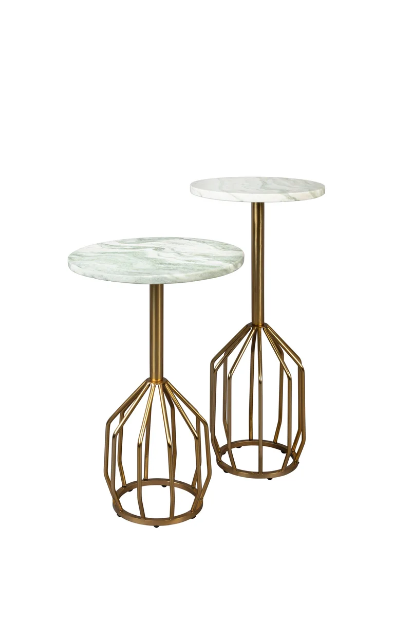 Dutchbone Beistelltisch Salerno M – Gold, Marmor, 25 × 25 × 56 cm