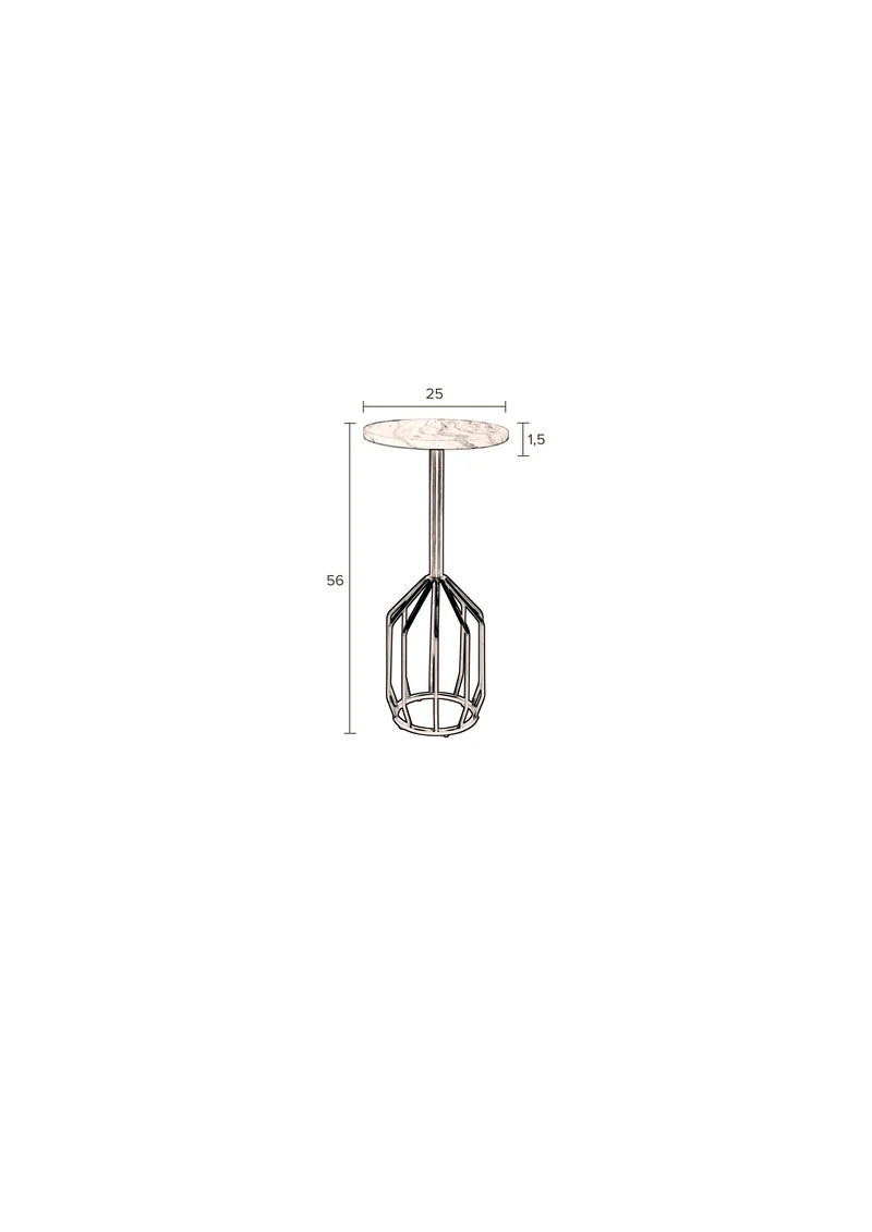 Dutchbone Beistelltisch Salerno M – Gold, Marmor, 25 × 25 × 56 cm