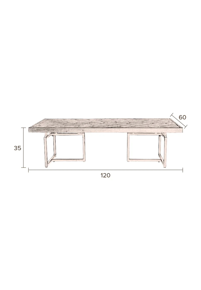 Dutchbone Couchtisch Class – Schwarz, Akazienfurnier, 120 × 60 × 35 cm