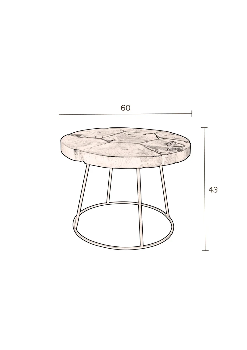 Dutchbone Beistelltisch Kraton Chocolate Black L – Holz, 60 × 60 × 43 cm