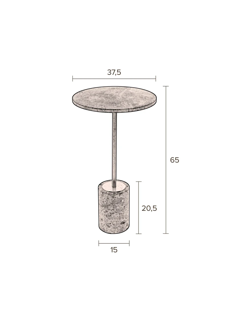 Dutchbone Beistelltisch Gunnar – Grün, Marmor, 37,5 × 37,5 × 65 cm