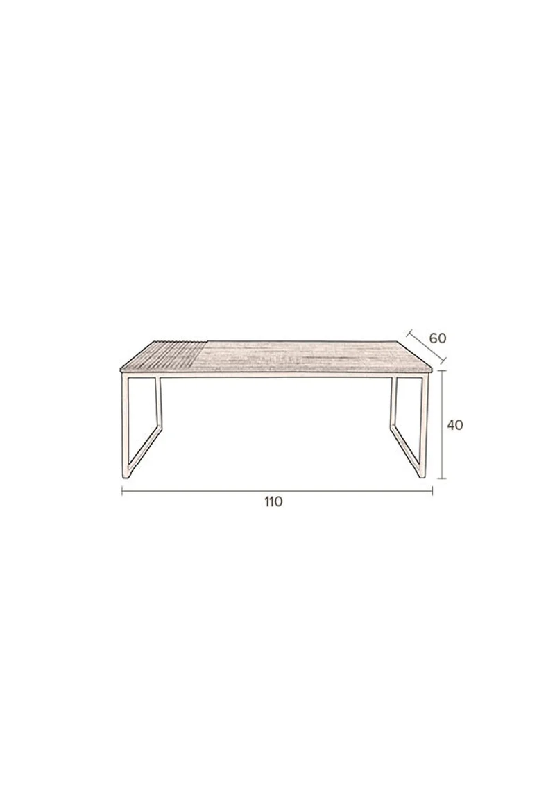 Dutchbone Couchtisch Randi – Schwarz, Mangoholz, 110 × 60 × 41 cm