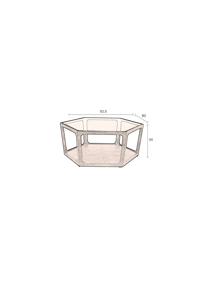 Dutchbone Couchtisch Sita – Braun, Glas, 92,5 × 80 × 34 cm