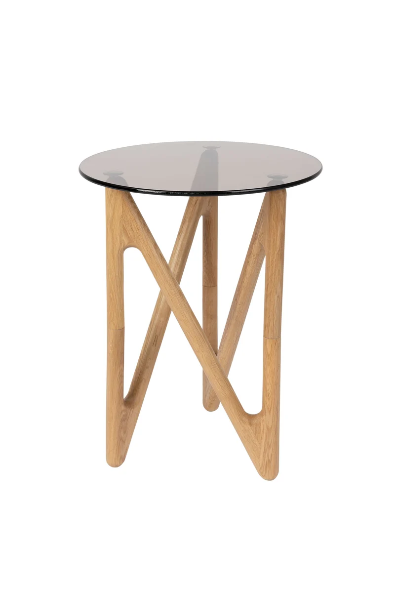 Dutchbone Beistelltisch Naia – Natur, Glas, 40 × 40 × 50 cm