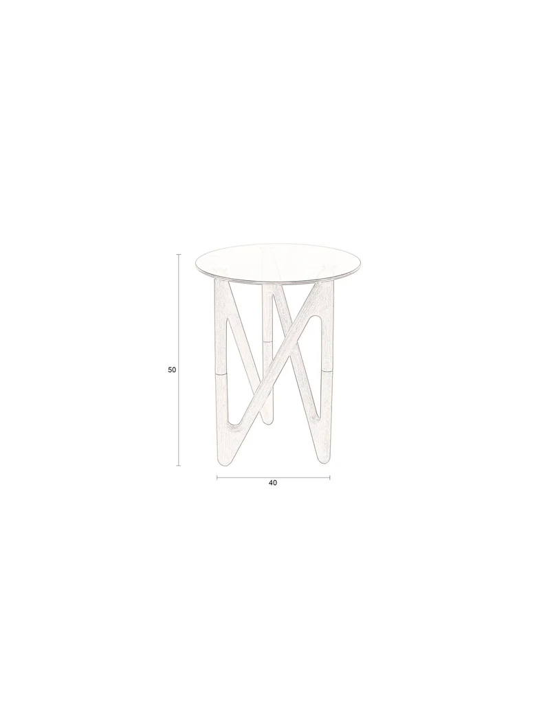 Dutchbone Beistelltisch Naia – Natur, Glas, 40 × 40 × 50 cm